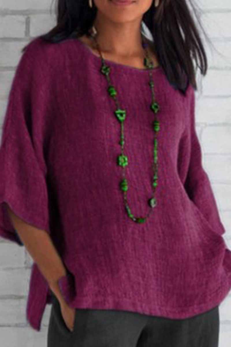 Casual Solid O Neck Blouses(5 Colors)