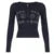 American Retro Letter Print Button V-Neck Shirt Women¡¯s Autumn New Blouse Slim Basic Knitted Top Tees Streetwear Fashio