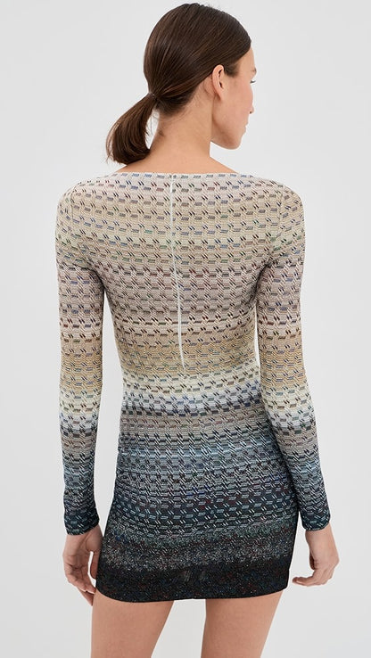 Long Sleeved Dress with Boat Neck