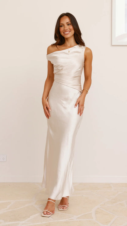 Auria Off Shoulder Maxi Dress - Champagne