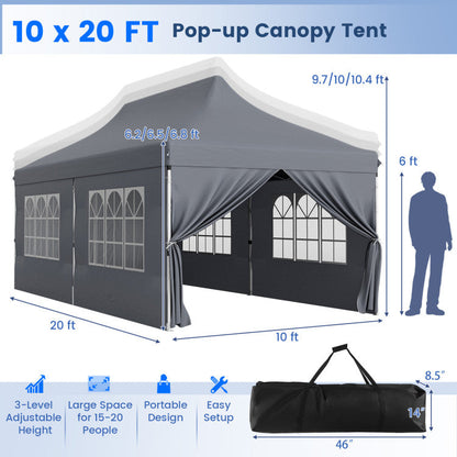 🔥[Hot sale]🔥10x20Pop up Canopy Tent with 6 sidewalls Commercial Heavy Duty Canopy UPF 50+ All Weather Waterproof Outdoor Wedding Party Tents