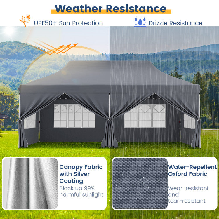 🔥[Hot sale]🔥10x20Pop up Canopy Tent with 6 sidewalls Commercial Heavy Duty Canopy UPF 50+ All Weather Waterproof Outdoor Wedding Party Tents