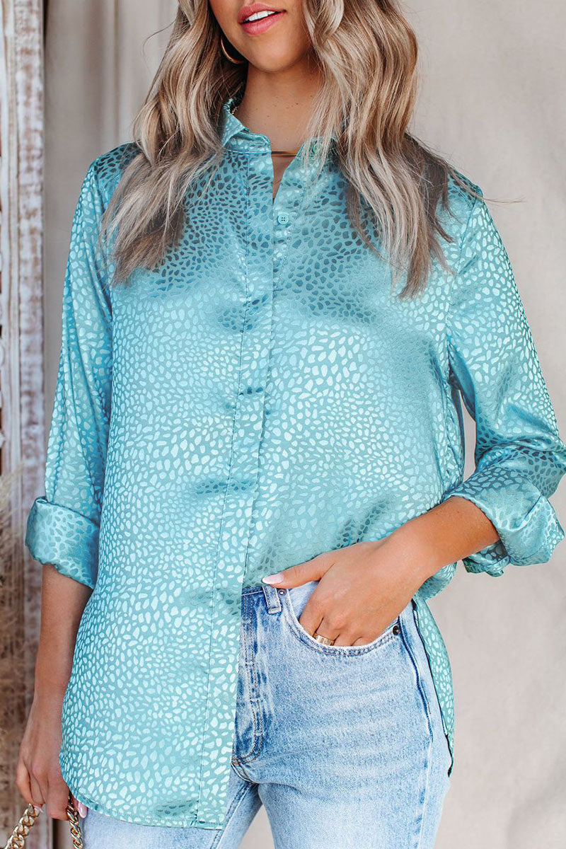 Fashion Sweet Leopard Split Joint Turndown Collar Tops£¨4 colors£©