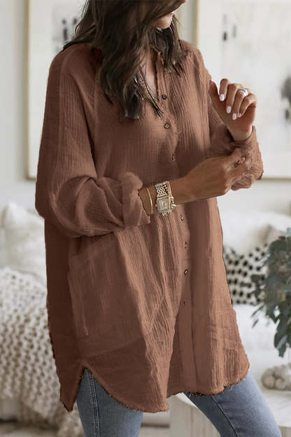 Casual Solid Patchwork Turndown Collar Blouses (3 Colors)