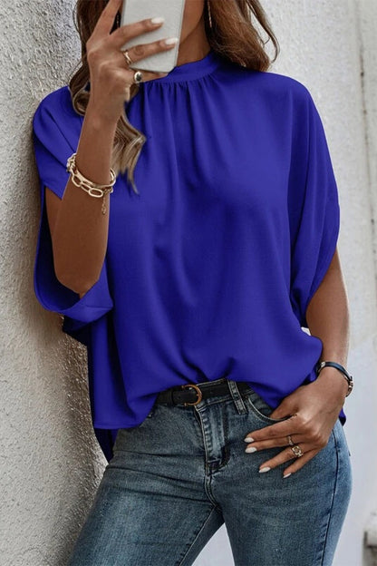 Work Elegant Print Patchwork O Neck Blouses(10 Colors)