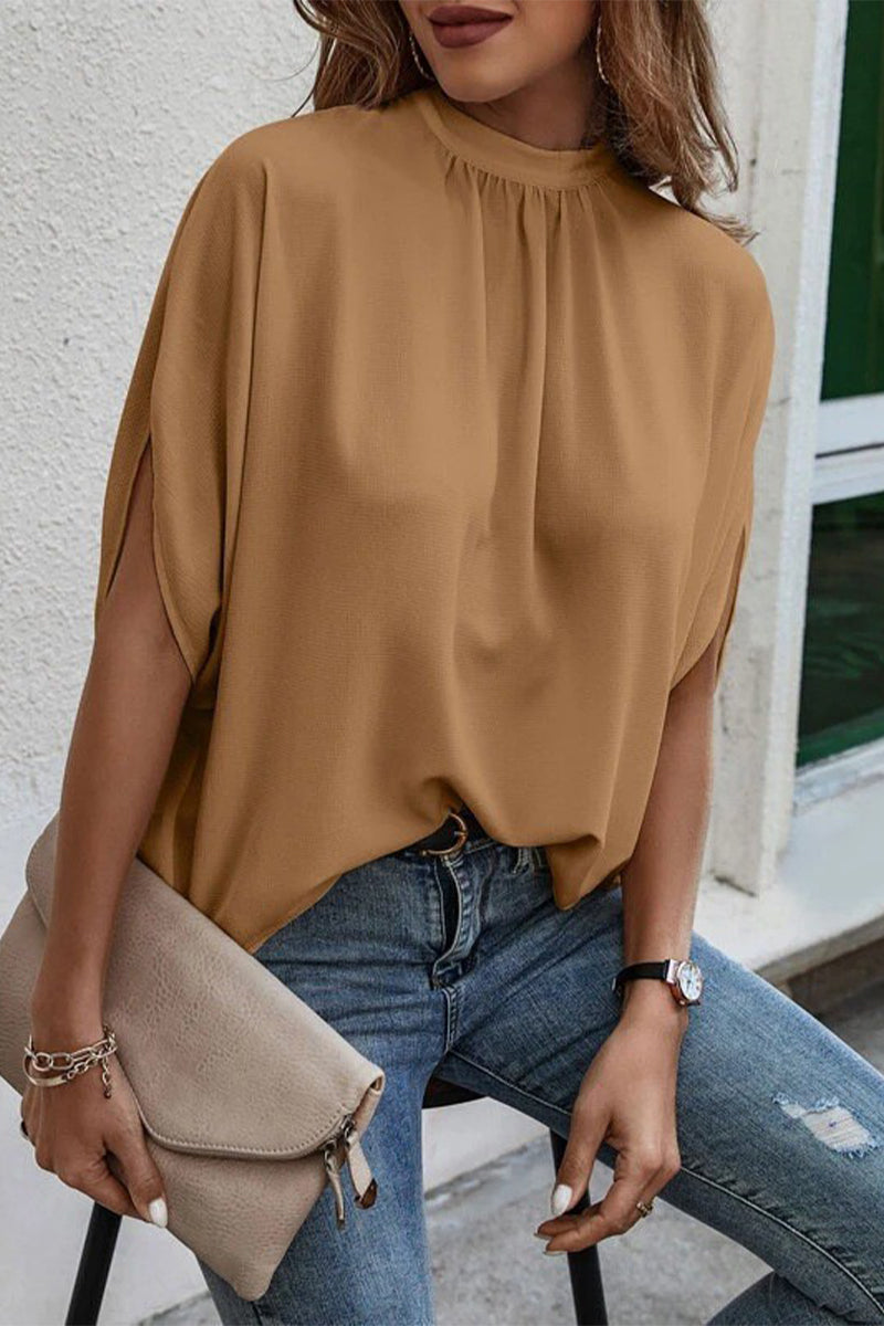 Work Elegant Print Patchwork O Neck Blouses(10 Colors)