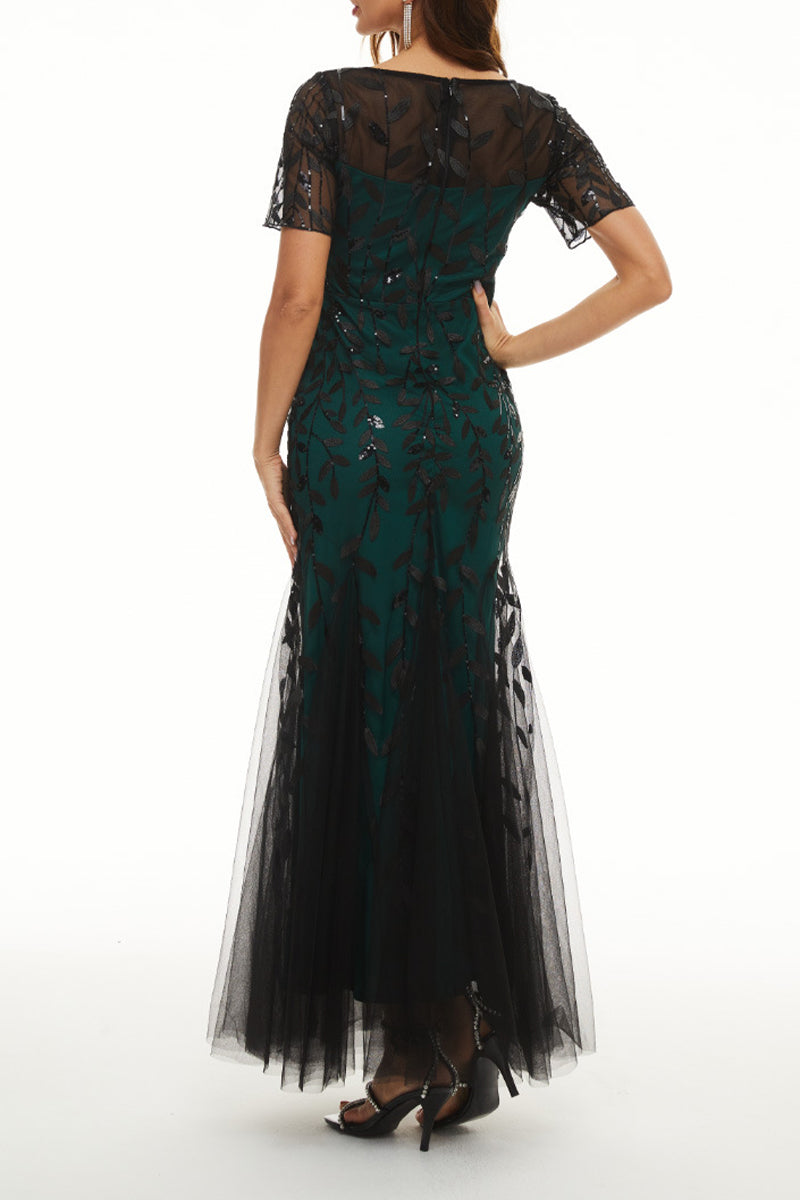 Celebrities Elegant Patchwork Sequins O Neck Evening Dress Dresses(11 Colors)