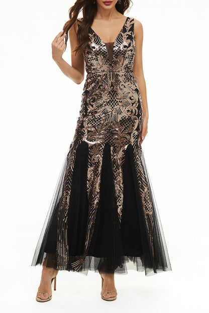 Elegant College Patchwork Sequins V Neck Evening Dress Dresses(4 Colors)£©