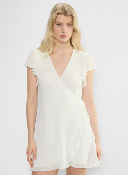 Chiffon ruffle wrap dress