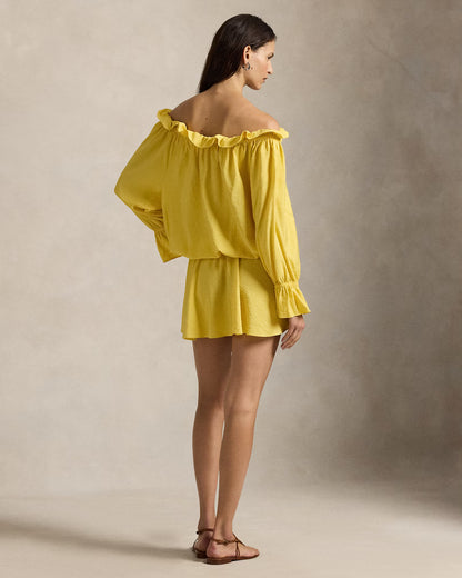 Off-the-Shoulder Crepe Dress
