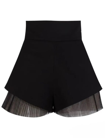 French Warm-Season Blouse Sling Retro Mujer Slimming Arm Blusas Women Mesh Sexy Top Long De Lace Shorts Elegant Set