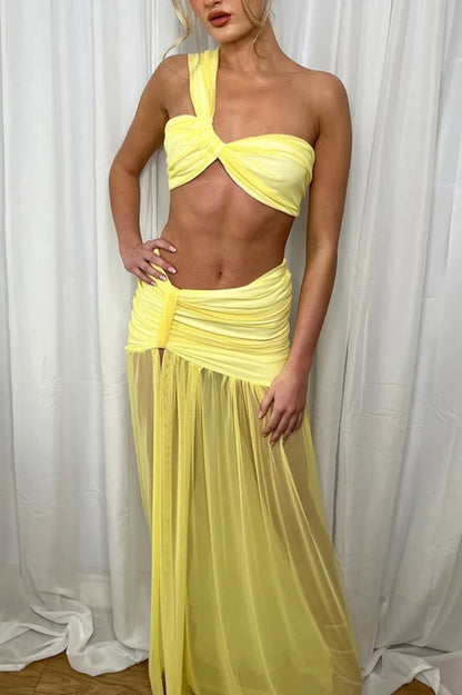 Asymmetrical Crop Top Boho Dress