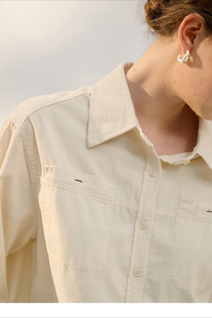 Retro Corduroy Collared Blouse