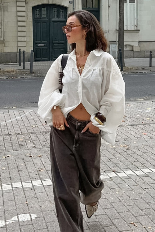 Smocked Lantern Sleeve Blouse
