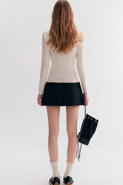 Lace Trim One Shoulder Slim Sexy Long Sleeve Blouse