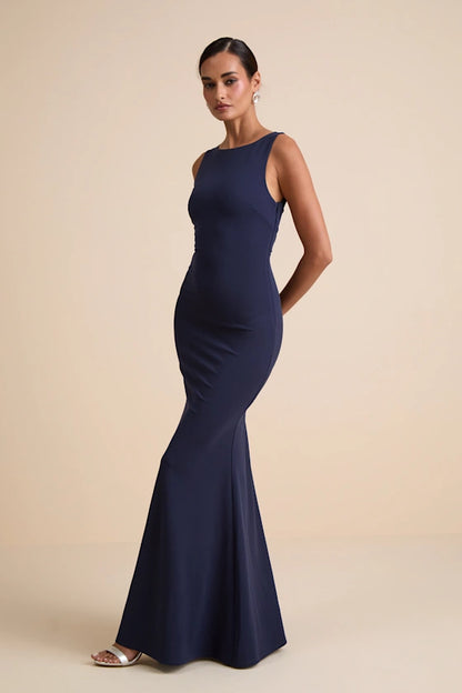 Love In Your Eyes Black Knotted Mermaid Maxi Dress