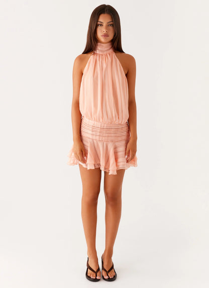 Willow Chiffon Mini Dress - Orange