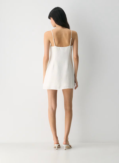 Sixth Dress  -Linen squareneck mini dress