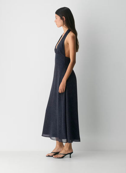 Orchard Halter Dress-admiral/white