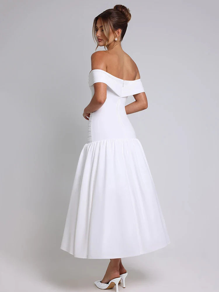 Elegant Sleeveless Tight Zipper Dress Women Sexy One Shoulder Backless Vestido Autumn/Winter Party Club Evening Dress