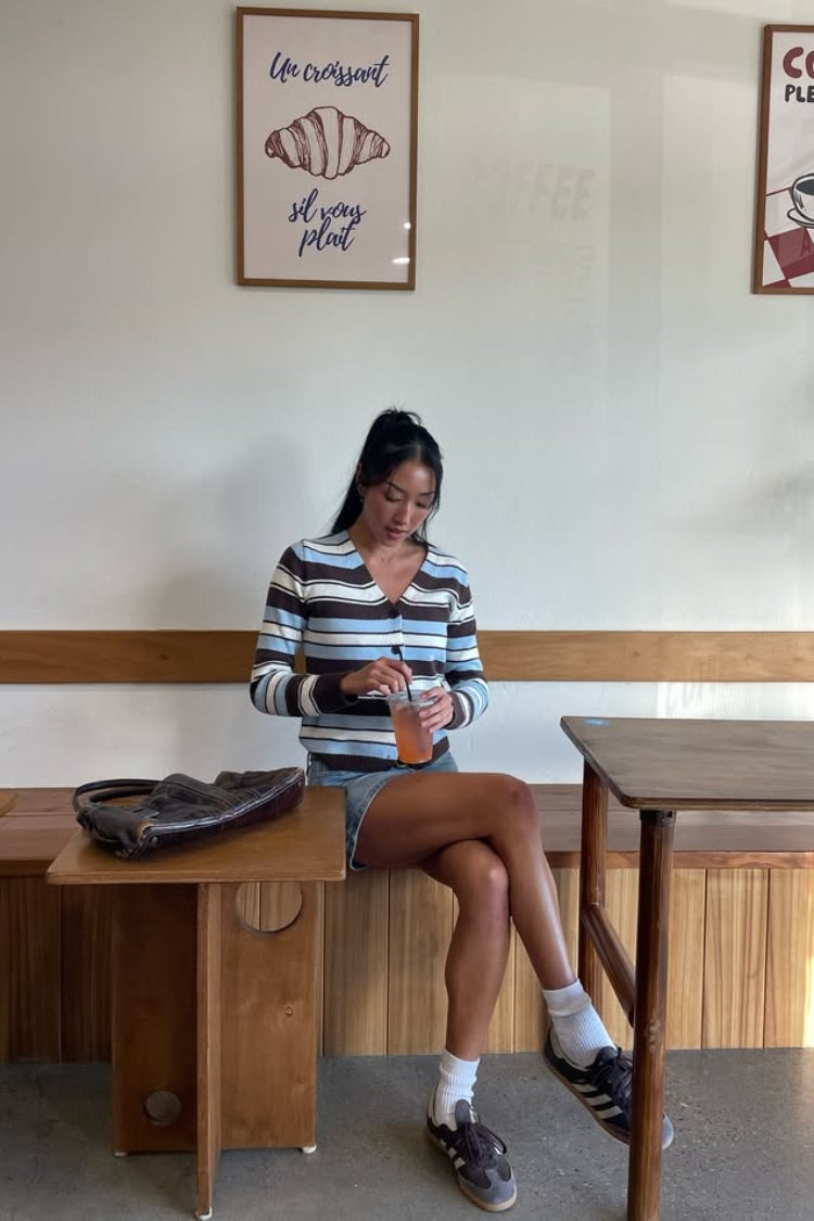 Misha Brown and Blue Stripe Button Down Cardigan - PRE ORDER