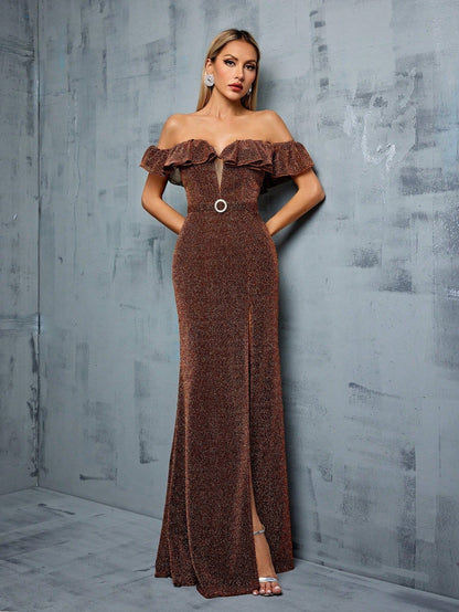 Off Shoulder Evening Dress Waist Slimming Fishtail Dress Stage Host Hostess Annual Meeting Catwalk Dress Women