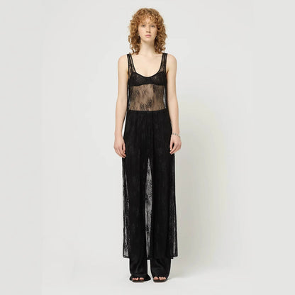 Spring Summer Women Clothing Sexy See through Hollow Out Cutout Lace Blouse Dress