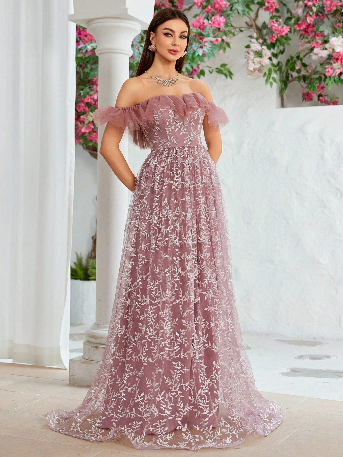 off Shoulder Large Slim Fit Evening Dress Birthday Party Cocktail Performance Graceful Formal Dress