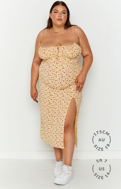 Paloma Yellow Floral Midi Dress