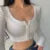 Slim V-neck Long Sleeve Bottomed Womens Tops And Blouses High Street Solid Color Open Navel Cardigan