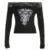 Gothic Retro Lace Trim Slash Neck Blouses Women¡¯ Long Sleeve Y2k Darkly Chic Print Autumn Trendy Fashion Tops