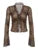 Leopard Print Lace-Up Blouse Shirts Women Semi-Sheer Mesh Elegant Fashion Sexy Flared Sleeve Ruffled Cardigan Tops