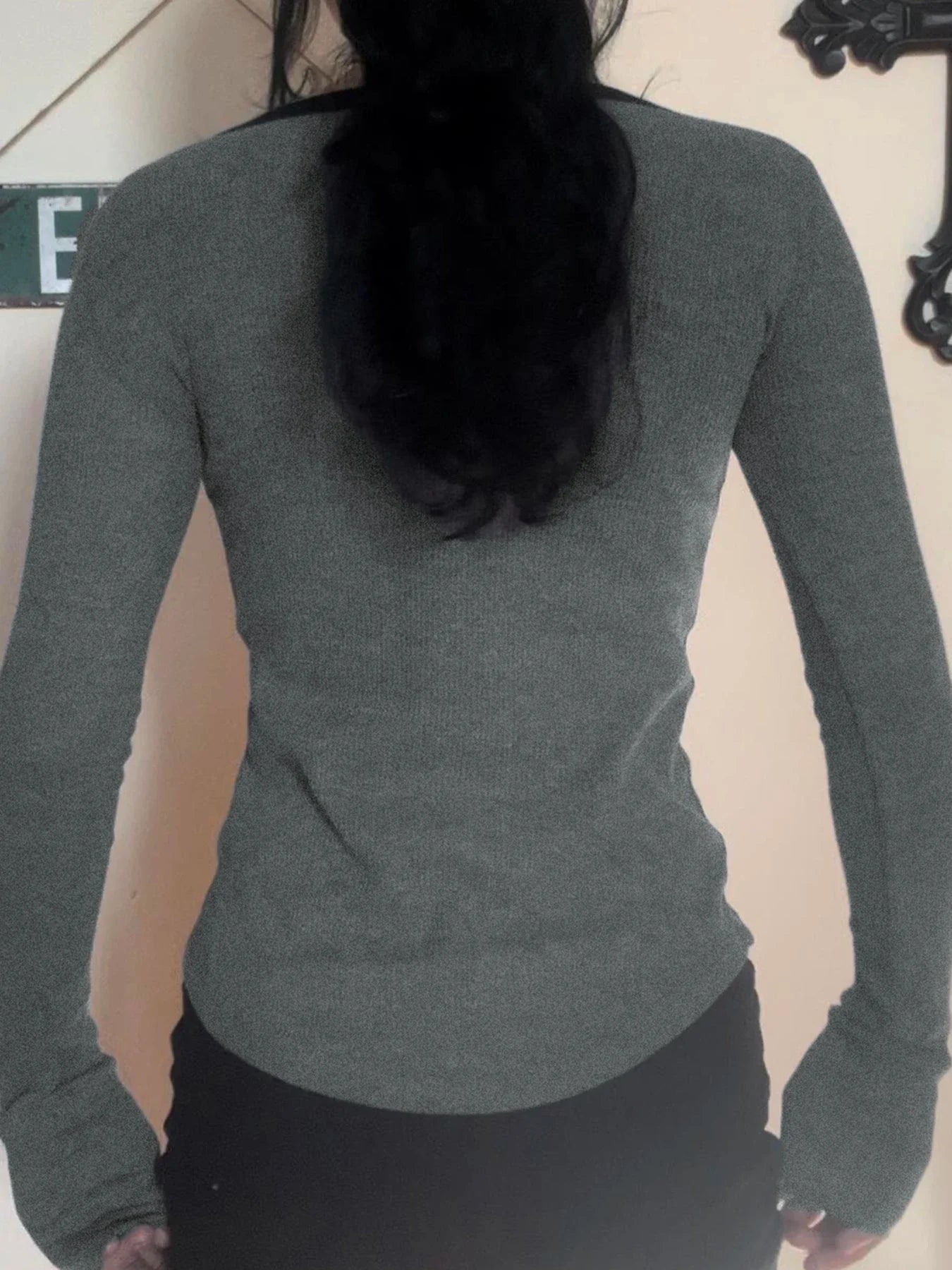 Solid Chain Print O-Neck Long Sleeve Women Blouses Gothic Punk Chic Fashion Autumn Basic Trendy Top Tees