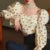Youth Elegant Rose Floral Long sleeve Crop Blouse Top Women Korean Puff sleeve Off shoulder Shirt  New