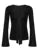 Black Tie V Neck Elegant Split Slim Sexy Blouses Women Flared Long Sleeve Solid Basic Fashion Spring Autumn Shirts