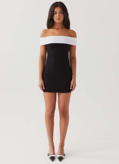 Diamonds and Pearls Mini Dress - Black