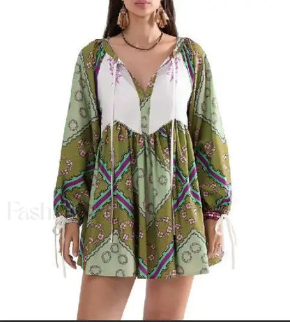 Chiffon Floral Tunic Boho Dress