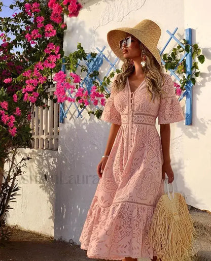 Crochet Knitted Set Boho Dress