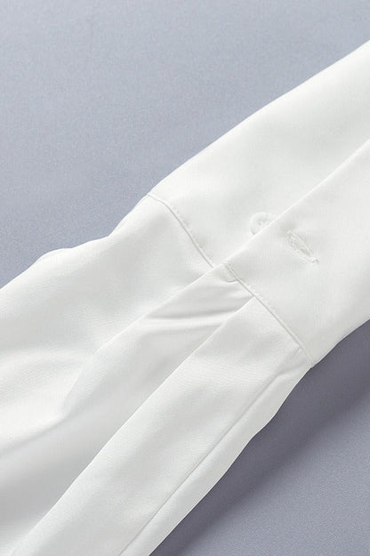 White Backless Tie Waist Blouse