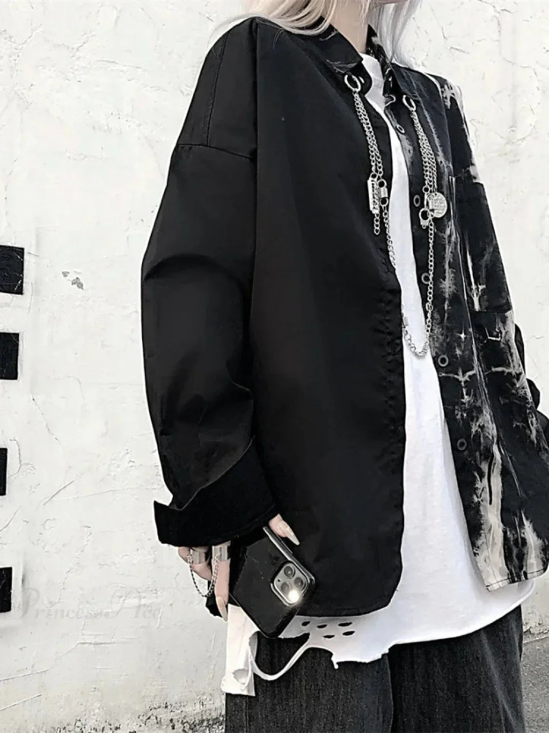 Dark Tie-dye Baggy Blouse