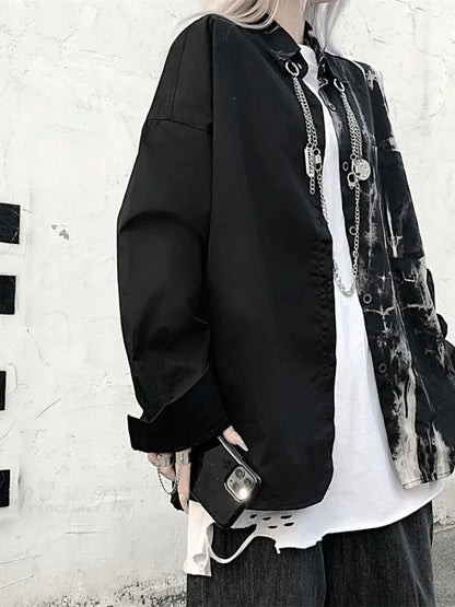 Dark Tie-dye Baggy Blouse