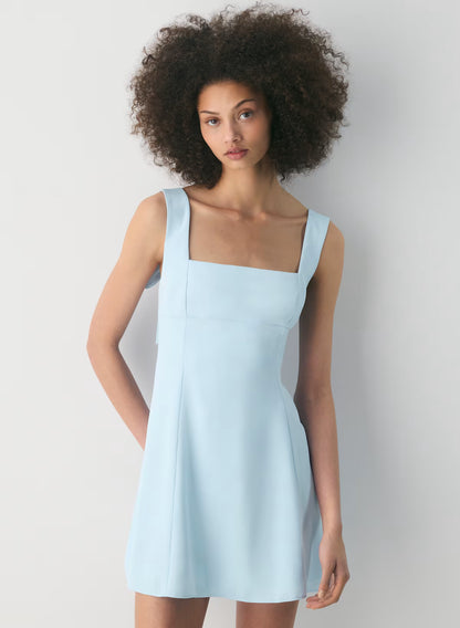 Fit-and-flare dress with a square neckline and bows