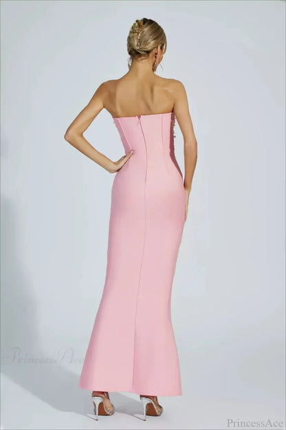Elegant Beaded Fitted Strapless Evening Dress