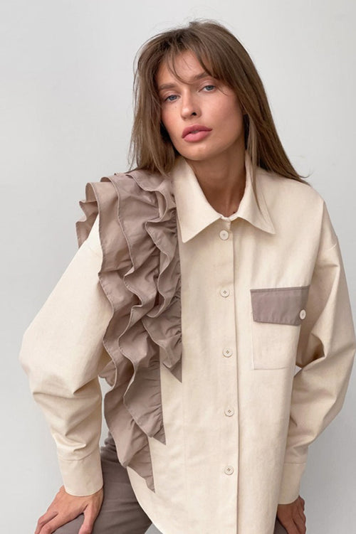 Asymmetrical Color Block Blouse