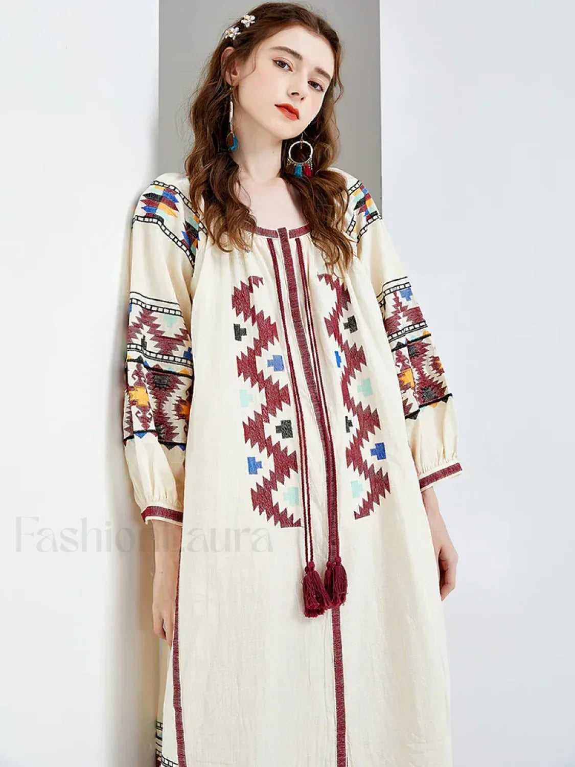Lantern Sleeve Floral Boho Dress