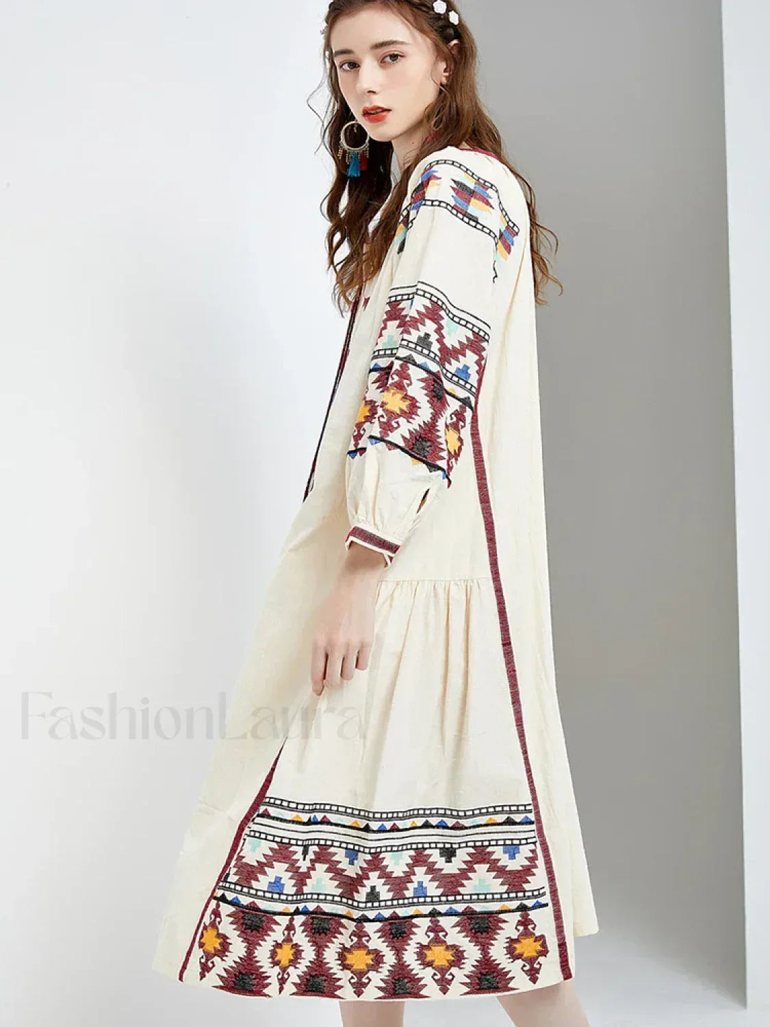 Lantern Sleeve Floral Boho Dress