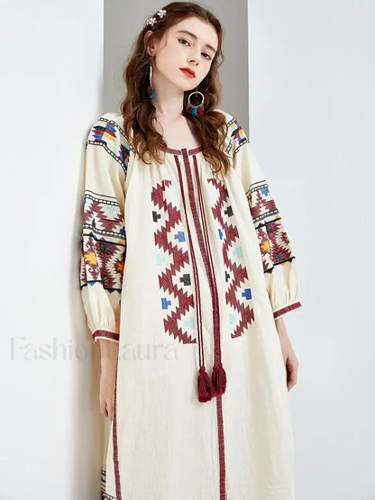 Lantern Sleeve Floral Boho Dress