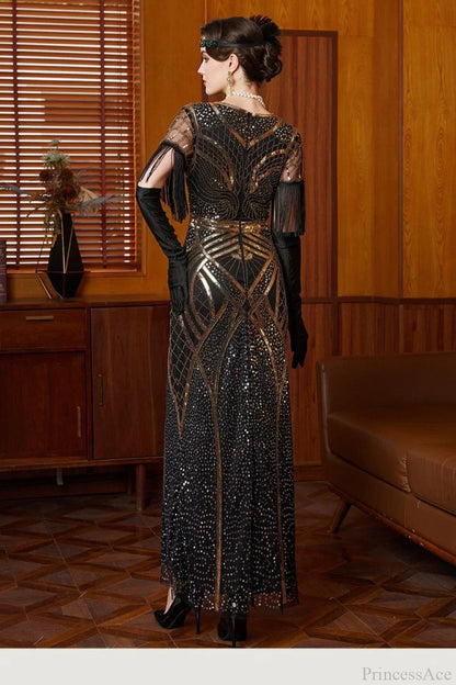 Vintage Beaded Sequined Ball Inspired Evening Dress