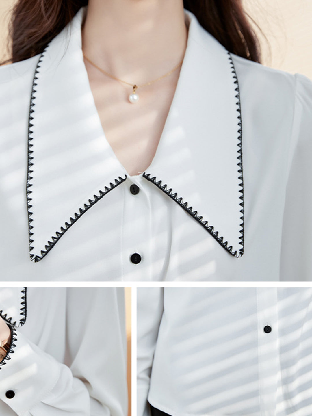 Elvira Casual Doll Collar Chiffon Blouse-Pink