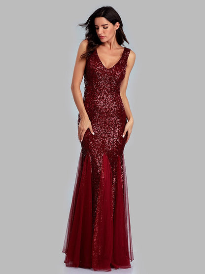 Sequin Gauze Evening Dress